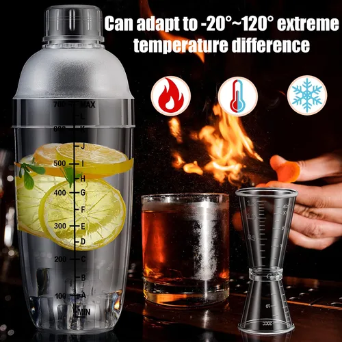 Vista 5 de Suclain - Juego de 8 cocteleras de plástico, 6 piezas de 24 onzas, mezclador de bebidas de mano, taza de té Boba con escalas, 2 piezas de doble