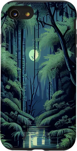 Vista 13 de Funda para iPhone 11 Pro Bamboo Forest in the Moonlight Shimmer on River