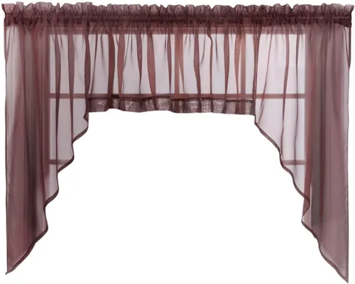 Vista 73 de Stylemaster Elegance Cenefa recta de gasa transparente, 60 x 14 pulgadas, color dorado