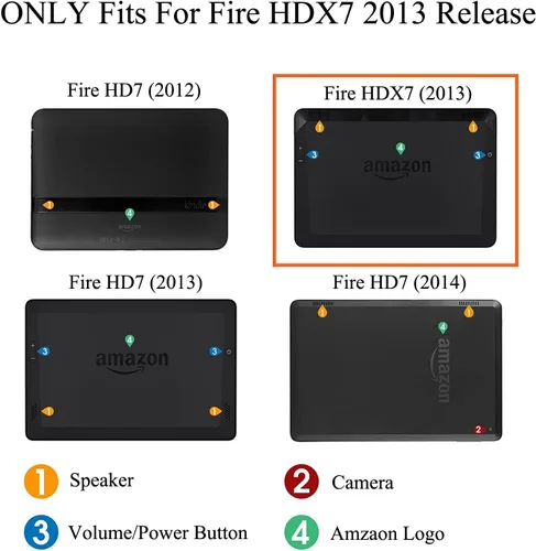 Vista 7 de Funda para Kindle Fire HDX7, ultraligera de piel sintética con función de encendido y apagado automático inteligente, funda delgada con ranura