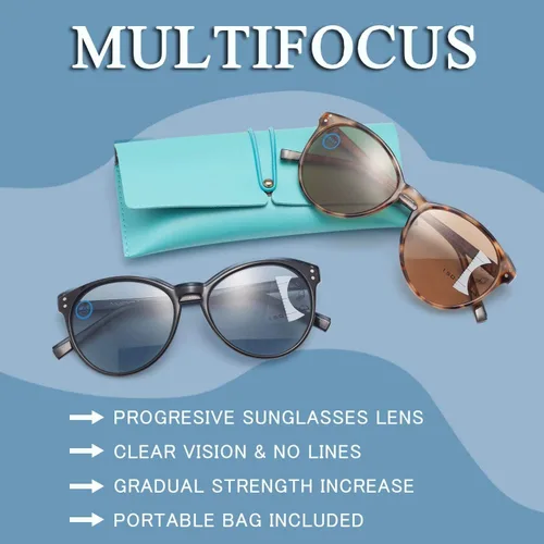 Vista 5 de Amorays Lentes de sol progresivos de lectura multienfoque para mujer, protección UV, parte superior multifocal, lectores solares trifocales
