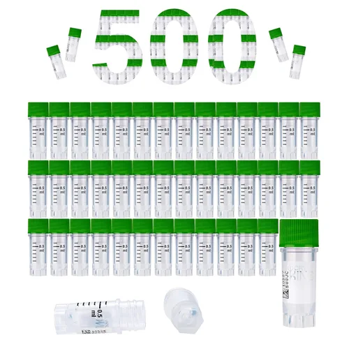 Vista 35 de Cryoviales de 0.0 fl oz, 25Pcs Cryotubes con código de barras lateral, frascos de esterilización con rosca externa, tubos de muestra con tapas Azul