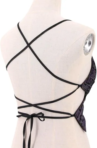 Vista 4 de Camiseta sin mangas sexy para mujer, parte superior de mariposa con lentejuelas recortadas para mujer, parte superior de mariposa, i, talla única