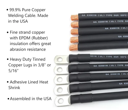 Vista 2 de End Game Cables de batería de calibre 6 AWG Premium, fabricados en EE.UU., positivo o negativo, rojo o negro, cables de batería de repuesto