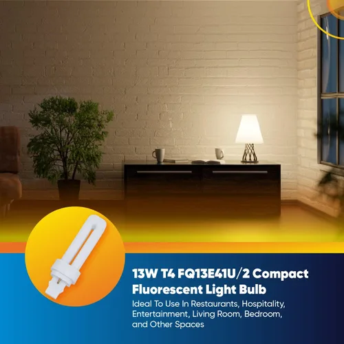 Vista 4 de Technical Precision Bombilla fluorescente compacta de 13 W T4 CFL de repuesto para Panasonic FQ13E41U/2 bombilla de 2 pines GX23 Base Quad Tube
