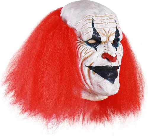 Vista 3 de Máscara facial de payaso espeluznante para adultos, máscara de bromista aterradora para Halloween (azul)