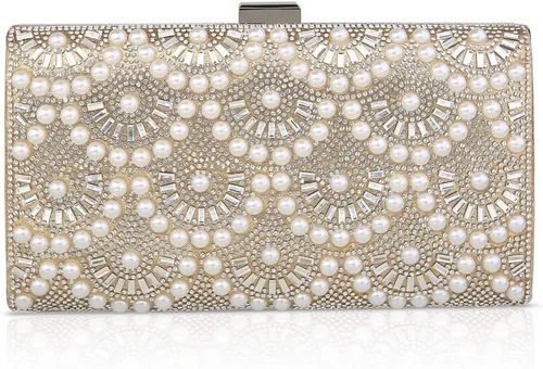 Vista 5 de veyiina nero Bolsos de noche de fiesta de moda, monederos de embrague de perlas para mujeres y niñas