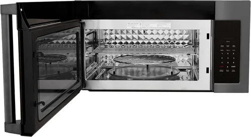 Vista 4 de ZLINE - Microondas de acero inoxidable negro con mango tradicional y juego de 2 filtros de carbón (MWO-OTRCFH-30-BS)