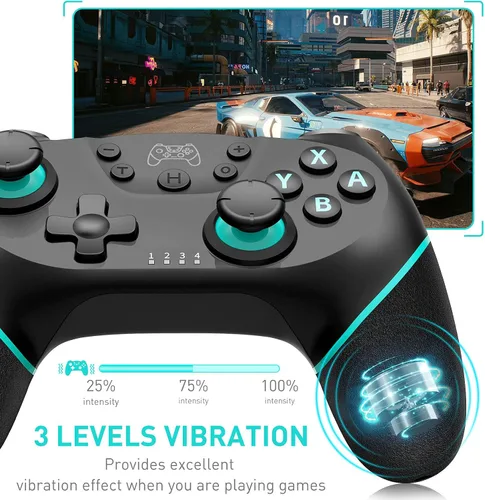 Vista 3 de Ibotomo Controlador inalámbrico para interruptor N-SwitchSwitch OLEDSwitch Lite Switch Pro inalámbrico con despertador, ergonómico antideslizante