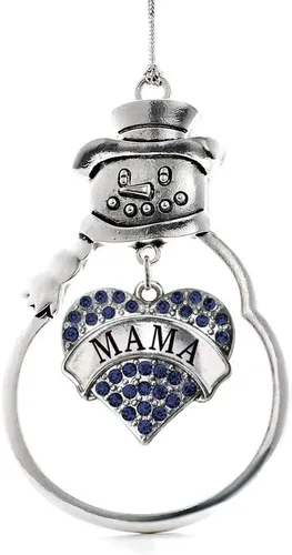 Vista 75 de Inspired Silver - Fuerza Aérea - Adorno de Navidad plateado - Adorno de árbol de Navidad con colgante de corazón azul con circonita cúbica