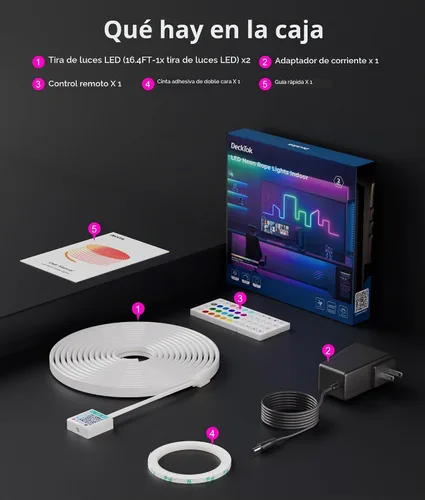 Vista 7 de DeckTok Luces de Cuerda LED de Neón - Control LED Flexible con App/Control Remoto Luces de Cuerda 16.4 Pies Múltiples Modos RGB IP65 Impermeable