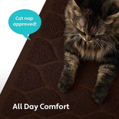 Vista 8 de MIGHTY MONKEY - Alfombrilla de atrapamiento para bandeja de arena de gato impermeable sin BPA, fácil de limpiar, respaldo texturizado, suave