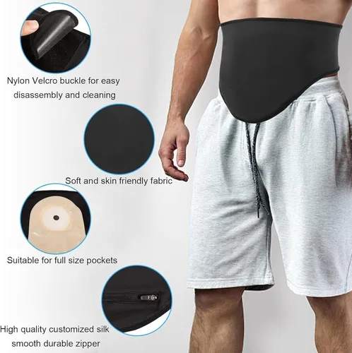 Vista 4 de Cinturón de ostomía, paquete de 2 unidades, funda para bolsa de ostomía para cinturón invisible, suministros de ostomía con bolsas de colostomía
