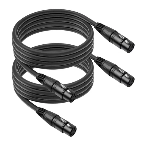 Vista 12 de Paquete de 2 cables de micrófono XLR macho a macho de 3 pines, cable de audio equilibrado profesional con cobre sin oxígeno, conectores chapados