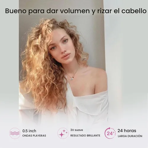 Vista 5 de janelove Crimpadora de cabello mejorada de 2 temperaturas ajustables, rizador de ondas de playa de 1/2 pulgada, rizador de cabello para cabello