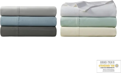Vista 10 de Beautyrest Juego de sábanas de 1000 hilos, color sólido, bolsillo profundo elástico, para todas las estaciones, transpirable, HeiQ Smart Azul