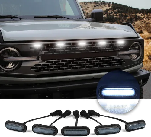 Vista 10 de Seven Sparta - 5 luces LED para parrilla delantera para Ford Bronco de 2/4 puertas Amber Light with Amber