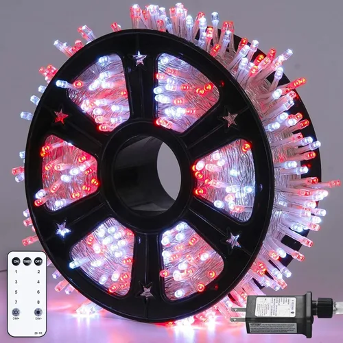 Vista 56 de JMEXSUSS - Tira de 100 luces led para interiores, 8 modos, enchufables, parpadeantes, 33 pies, luces navideñas para exteriores, a prueba de agua