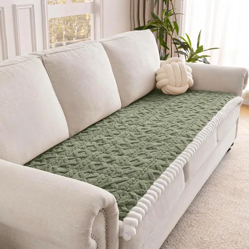 Vista 13 de Funda de sofá para perros, fundas de sofá lavables antideslizantes para sofá de 2 cojines, protector de sofá mullido y tapete de cama para mascotas