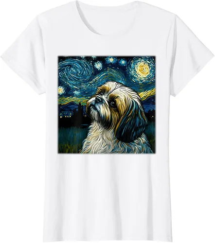 Vista 17 de Camiseta Surrealism Starry Night Shih Tzu Dog