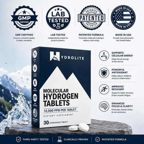 Vista 2 de Comprimidos de hidrógeno molecular HydroLite para agua potable con magnesio La concentración más alta de H2 12,000 PPB Potenciador de energía