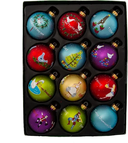 Vista 2 de Kurt Adler Doce Días de Navidad Adorno de Bola, 65mm, Juego de 12