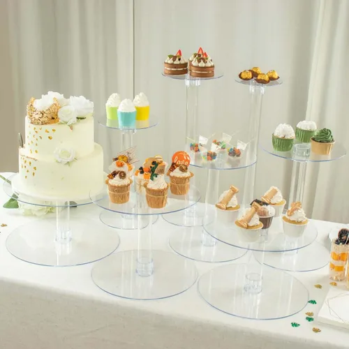 Vista 10 de Efavormart - Soporte para decoración de postres de 6 niveles de cristal acrílico resistente para decoración de postres para fiesta de cumpleaños