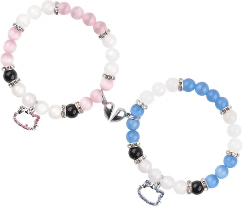 Vista 106 de 2 pulseras magnéticas para parejas, piedra natural negra mate, cristal para votos de amor eterno, juego de pulseras de cuentas de piedra de energía