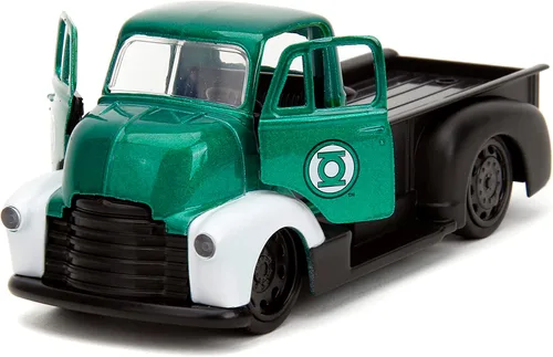 Vista 7 de Jada DC Comics 1:32 1952 Chevrolet COE Pickup - Coche fundido a presión y figura de linterna verde de 1.65 pulgadas, juguetes para niños y adultos