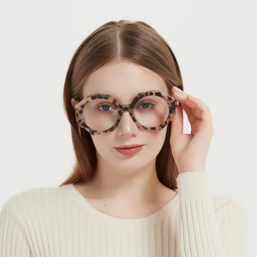Vista 2 de Zeelool Gafas geométricas de gran tamaño con bloqueo de luz azul, gafas de moda para mujer con protección UV400 ZOP01887