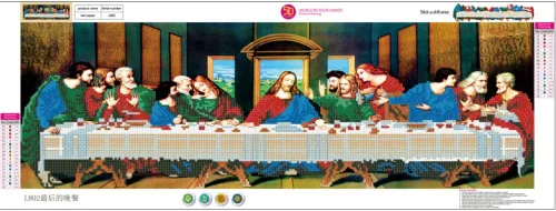 Vista 2 de pigpigboss The Last Supper - Kit de arte de pintura de diamantes de imitación 5D DIY religión por números para adultos, principiantes, decoración
