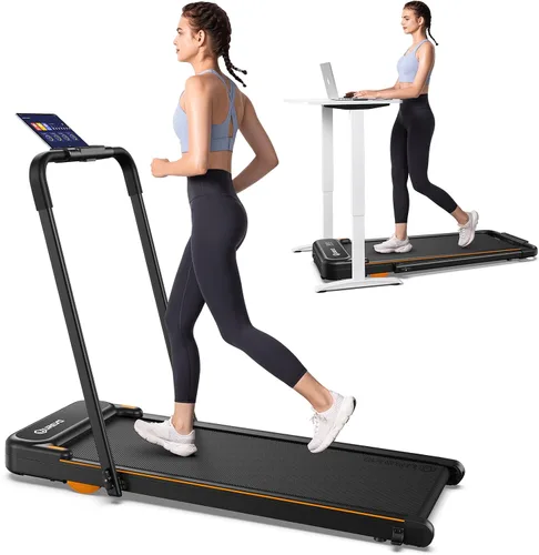 Vista 11 de UREVO Strol 2E Caminadora plegable inteligente 2 en 1, almohadilla compacta para caminar con mango de seguridad, Plug and Play, caminadora