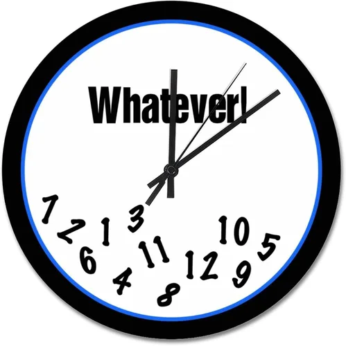 Vista 42 de Reloj de pared Whatever Modern Wood Clock de 10 pulgadas, silencioso, sin tictac, funciona con pilas, para sala de estar, dormitorio, cocina, A