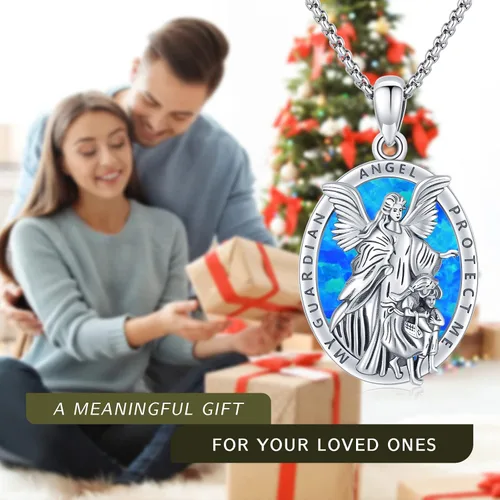 Vista 7 de Collar con colgante de San MiguelSan CristóperSan SebastiánGuadalupeÁngel de la GuardaSanta MuerteJudeJoseph para hombres y mujeres, plata de ley