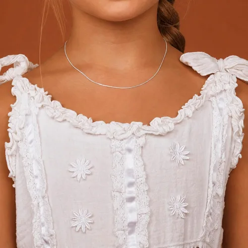 Vista 2 de Amberta Collar de cadena de plata de ley 925 para niños (14 pulgadas - 4 a 12 años)