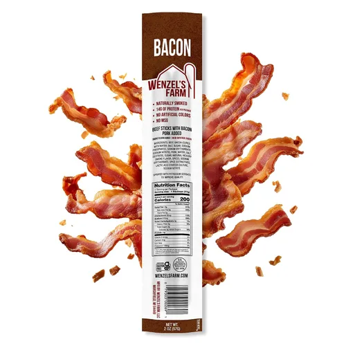Vista 4 de Wenzel's Farm Palitos de tocino y carne de res │ Palitos de aperitivos │ Sabrosos, Ahumados naturales │ Alto en proteínas, bajo en carbohidratos │
