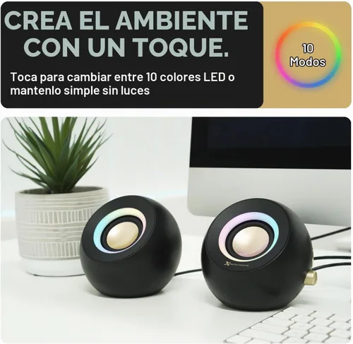 Vista 7 de Altavoces de computadora X9 Performance para PC de escritorio - Bluetooth, Aux y USB con iluminación RGB para escritorio, portátiles, tableta
