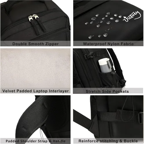 Vista 6 de Mochila de viaje para mujeres y hombres, mochilas para laptop de 15.6 pulgadas con puerto USB, bolsa de transporte aprobada por aerolíneas, bolsas