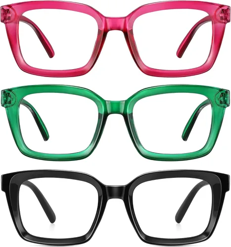 Vista 10 de XVXV Reading Glasses for Women Men - Blue Light Blocking Readers Oversize Square Anti Glare with Spring Hinge