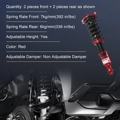 Vista 2 de JDMSPEED Nuevo Coilover completo Struts Amortiguadores Kit Suspensión Kit Rojo Reemplazo Para Mazda Miata 1989-2005