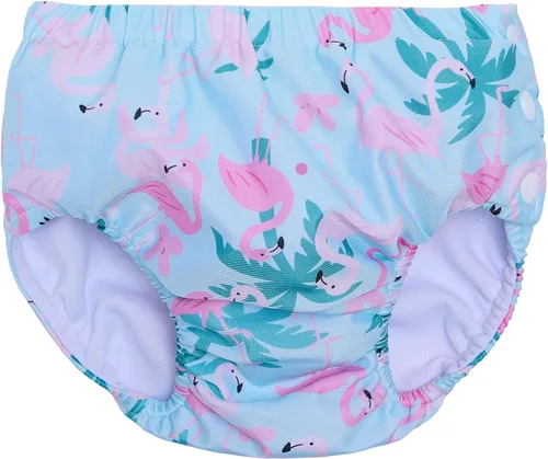 Vista 2 de Pañales de natación reutilizables para bebés recién nacidos, lavables, unisex, pañales de natación para bebés, flamingote, 3-6 meses