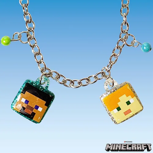 Vista 6 de LUV HER Pulsera de Minecraft de 7" con 4 dijes de metal - Minecraft - A partir de 3 años