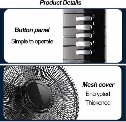 Vista 6 de Solar Oscillating Standing Fan,16 Inch Portable Solar Floor Fan, 3 Speeds Camping Fans, Two Charging Methods, All-Weather Fan with USB & Led Light
