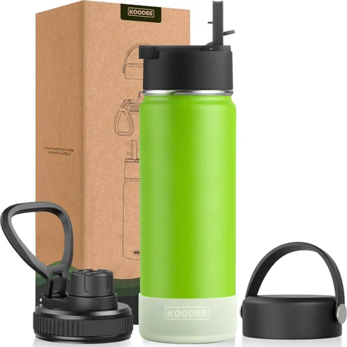 Vista 98 de koodee Botella de agua para niños, botella de agua de acero inoxidable de 12 onzas con aislamiento al vacío para la escuela, botella de agua de boca