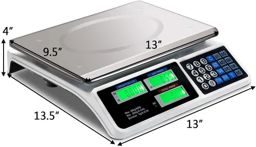 Vista 3 de Goplus Escala digital de 66 libras para computación de precios Deli, peso de conteo electrónico con pantalla LCD transparente dual, parte superior