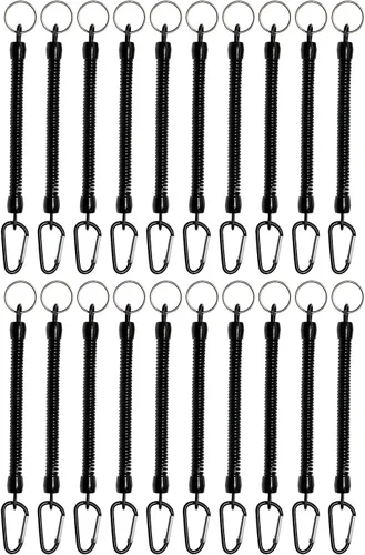 Vista 8 de Mini Skater Cordones de pesca negros de 6.89 pulgadas, cordón retráctil de resorte en espiral, cuerda de navegación, cuerda de seguridad en espiral