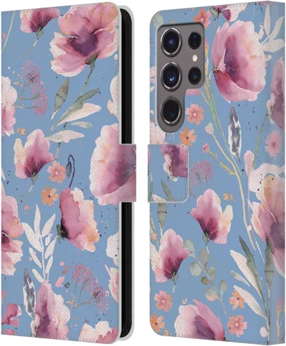 Vista 285 de Head Case Designs Officially Licensed Ninola Abstract Poppies Lilac Floral Leather Wallet Case Compatible with Samsung Galaxy A07 4G