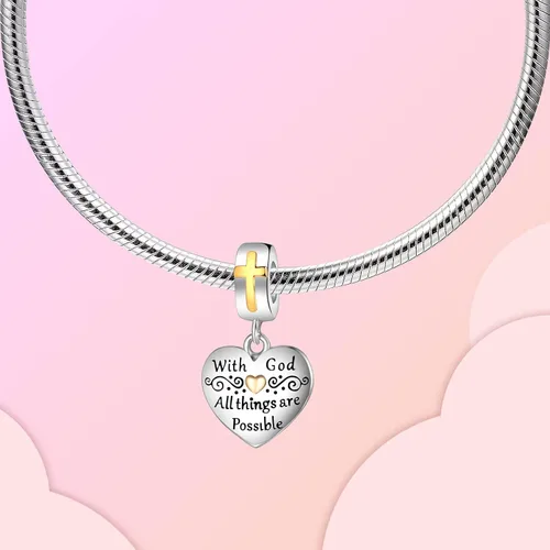 Vista 2 de LUXILLA Abalorio de plata de ley 925 para madre, hija, abuela, para familia, amor, madre, hija, abuela, para pulseras, collares, dijes, abalorios