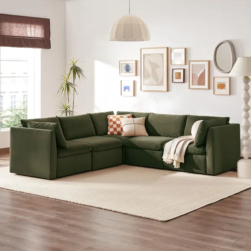 Vista 63 de mopio Sofá modular de gran tamaño con fundas y almacenamiento totalmente extraíbles, secciones convertibles en forma de U y L, moderno sofá de nube