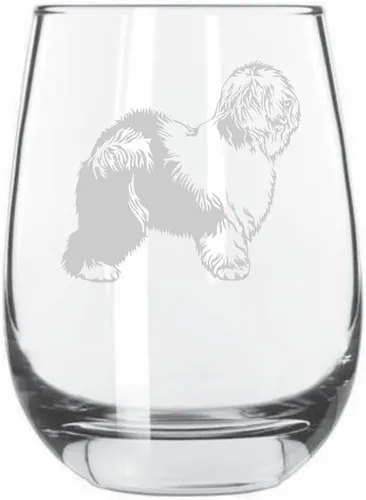 Vista 356 de Shar Pei (chino) - Vaso de vino sin tallo grabado para perro, 15.25 onzas